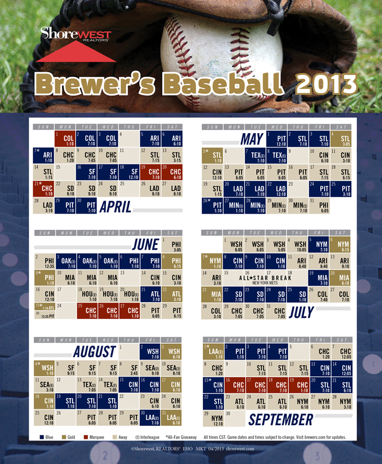 Celebrate Opening Day with our Milwaukee Brewers 2013 Schedule - Shorewest  Latest News - Our BlogShorewest Latest News – Our Blog